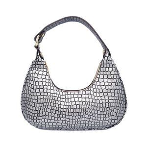Tigerstars Silver Moc Croc Print Hobo Shoulder Bag